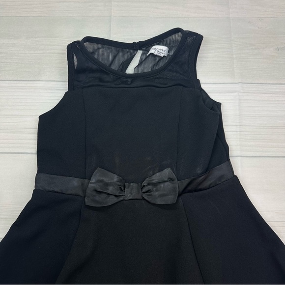Calvin Klein Girls Illusion Mesh Bow Front Dress Black Size 7 Regular - Picture 4 of 10